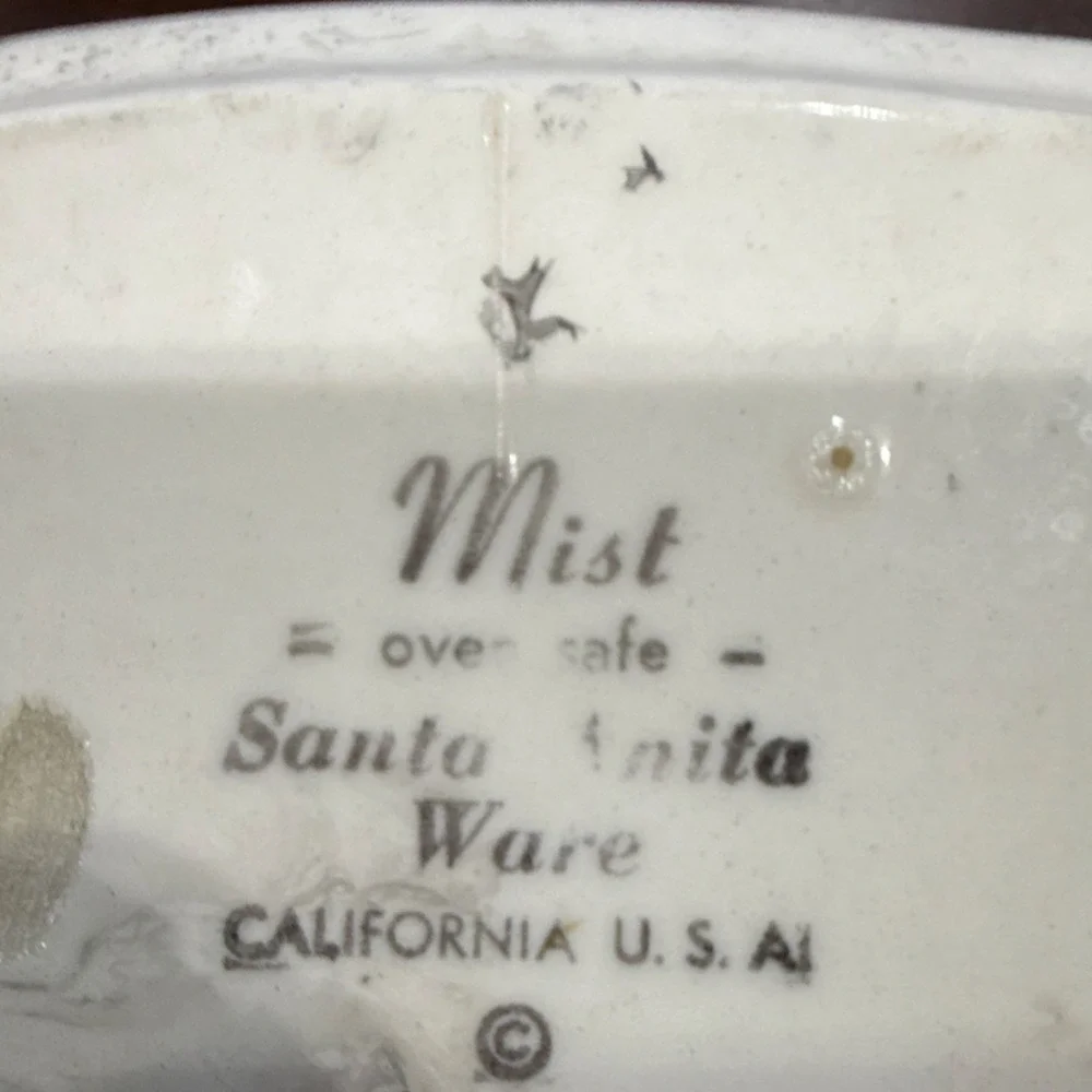 Vintage Santa Anita Ware Mist Ceramic ash tray White Gray Bathroom
